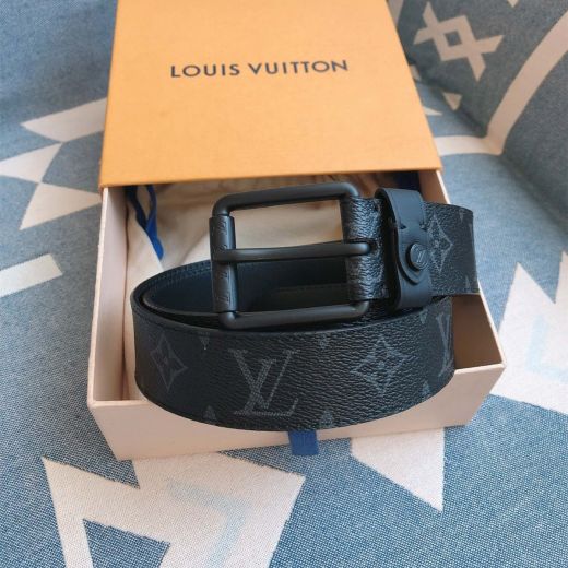 Cheapest Black Monogram Textured-Leather Strap Matte Pin Buckle Mini LV Logo -  Louis Vuitton Unisex Beltsash
