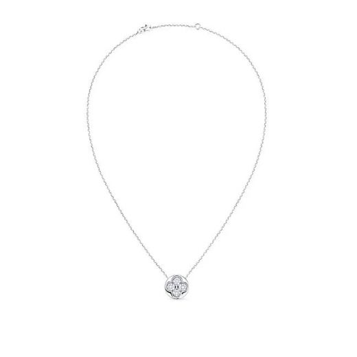  Louis Vuitton Diamond Blossom Sun Pendant Women Flower Charm High End White Gold Necklace For Sale Q93630