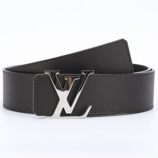 Classic Reversible Black Calfskin Leather Stitched Edge Finished Silver Pin Buckle Initiales -  Louis Vuitton Male Belt