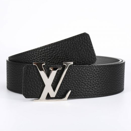 Popular Black Textured-Leather Recto LV Pin Buckle Silver-Gray Verso Initiales -  Louis Vuitton Male Beltsash