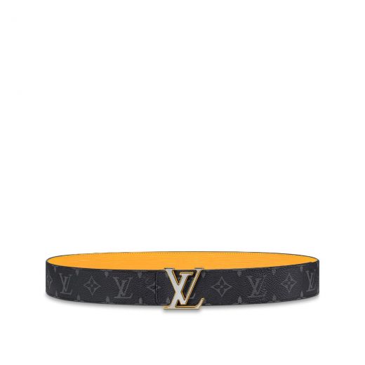 High Quality Double-Sided Wearable Anthracite Canvas Monogram Yellow Verso Silver Buckle Shiny Trim -  Louis Vuitton Neutral Belt