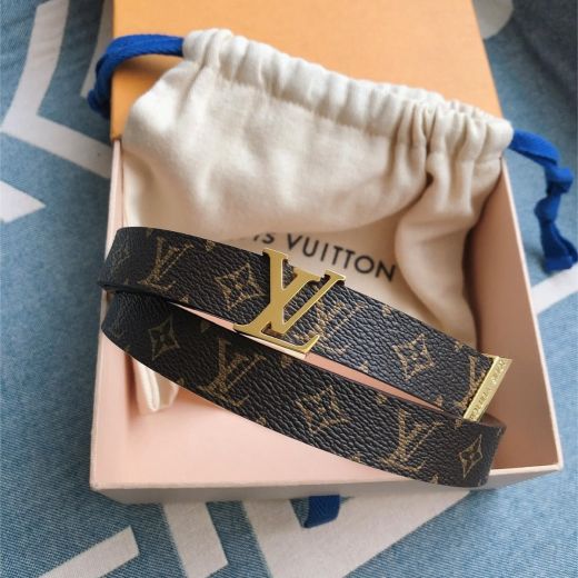 Best Price LV Monogram Calfskin Leather Yellow Logo Buckle Light Pink Lining -  Louis Vuitton 25MM Ladies Belt 
