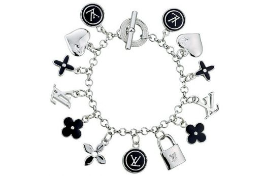 Exquisite Silver Chain Bracelet Classic LV Logo Black Enamel Decoration Fashion Jewelry Best Price