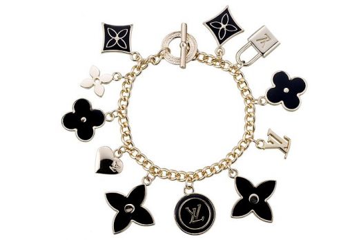 Top Quality Louis Vuitton Gold Plated Chain Bracelet Best Reviews Black Enamel LV Logo Best Price