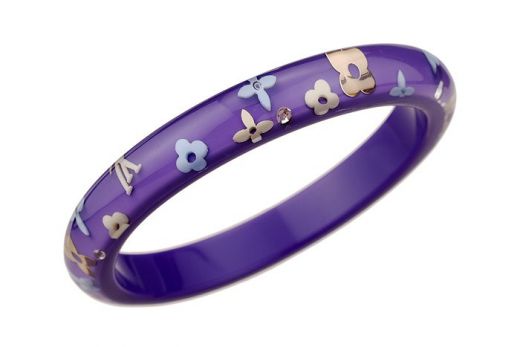 Elegant Purple Louis Vuitton Bracelet Light Blue Flowers LV Logo Decoration Best Mother's Day Gifts
