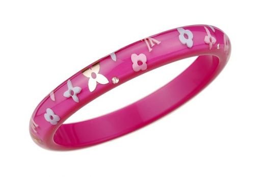 Graceful Pink Louis Vuitton Bangle Flower Ornament Classic LV Logo Good Quality Jewelry Online Sale