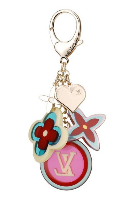 Girl's LV Monogram Multi-color Gold Logo-heart  Pendants Street Fashion Key Chain