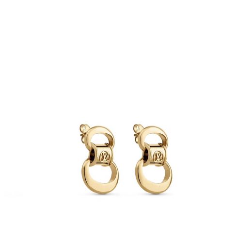  Pure Louis Vuitton Grace Signature Golden Double Circle Logo Earrings For Women Best Discount M68426