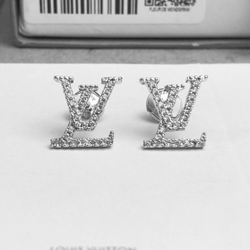 Women's Louis Vuitton Idylle Blossom Most Luxury LV Logo Design Paved Diamonds 925 Sterling Silver Stud Earrings 