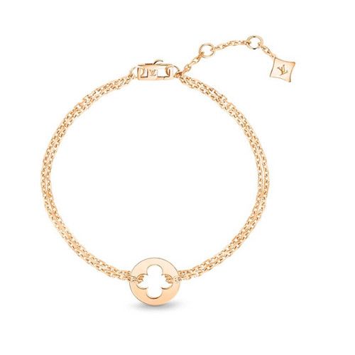 Hot Selling Louis Vuitton Emprinte 18K Gold-plated Monogram Flower Pendant Double Chain Bracelet For Ladies Silver/Rose Gold Q95620