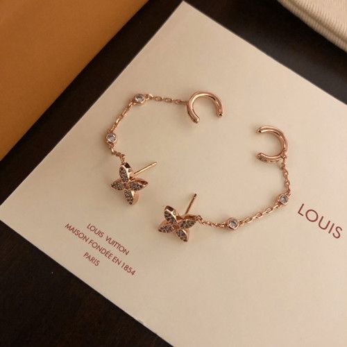 Women's Fashion Louis Vuitton Idylle Blossom Mono Paved Diamonds Monogram Flower Pendant  Circle Clip Rose Gold Chain Earrings Q96836  