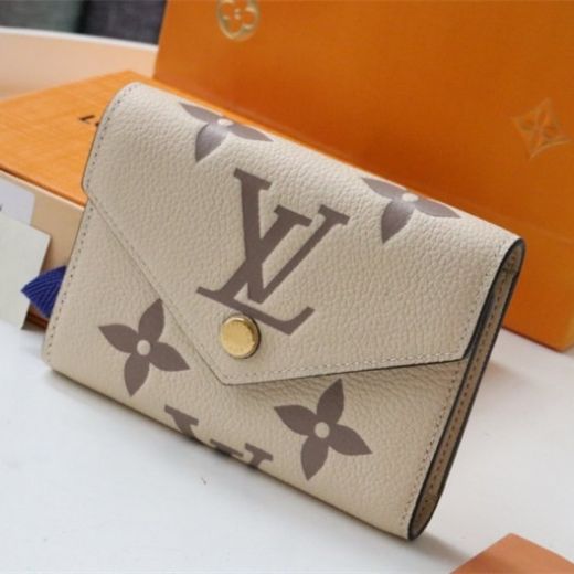 Cheapest Louis Vuitton Victorine LV Flower Embossen Pattern Cream/Bois de Rose Pink Leather Wallet M80086