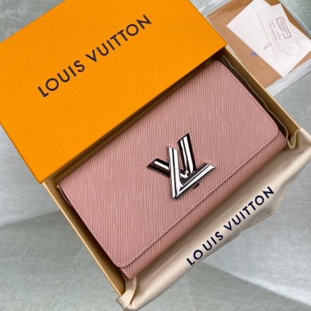 Hot Sale Louis Vuitton Twist Women Pink Epi Leather Flap Design LV Twist Lock Long Wallet Price Online