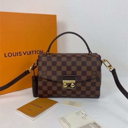 Spring Fashion Louis Vuitton Croisette Brown Damier Ebene Canvas S-lock Closure Leather Tassel Pendant Women Shoulder Bag N53000