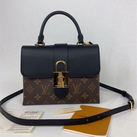 Cheapest Louis Vuitton Locky BB Black Leather Monogram Coated Canvas Golden Padlock Single Top Handle Bag  M44141