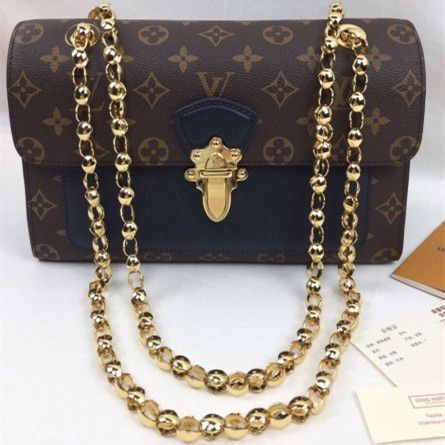 Louis Vuitton Top Sale Victoire Golden Clasp Monogram Coated Canvas Black Leather Female Chian Bag M41730