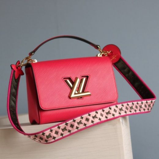 Louis Vuitton Luxury Twist MM Red Epi Leather Monogram Embroidered Shoulder Strap LV Turn Lock Ladies Crossbody Bag
