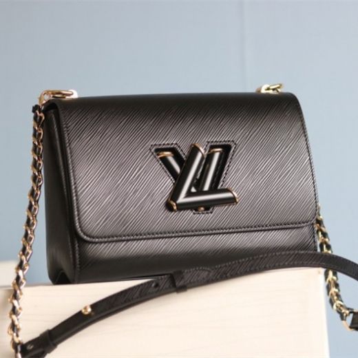 Top Selling Louis Vuitton Women Twist PM LV Twist-lock Black Epi Grained Leather Crossbody Bag 