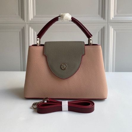 Low Price Louis Vuitton Women Capucines BB Colorful Single Top Handle Pink Leather  Satchel Bag
