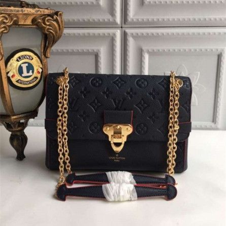 Hot Selling Louis Vuitton Vavin PM Double Chain Shoulder Straps Monogram Pattern Women Blue Leather Handbag M52271