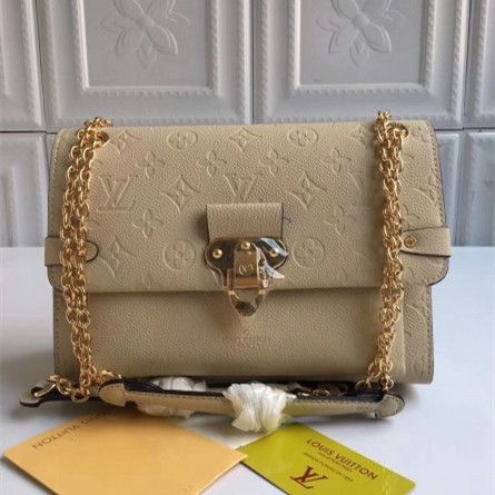 Low Price Louis Vuitton Vavin PM Women Beige Grained Leather Monogram Embossing Chian Bag Online 