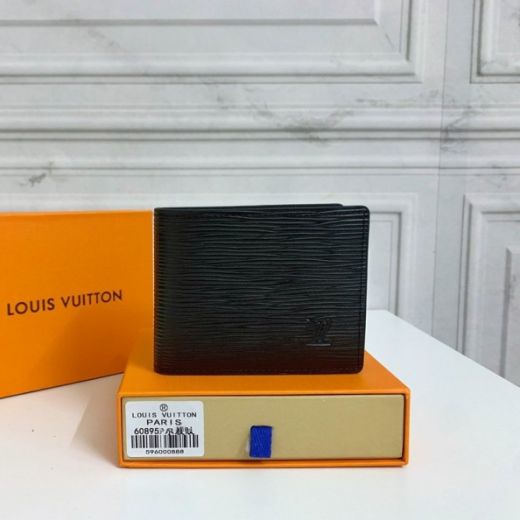 Louis Vuitton Multiple High End Black Epi Leather Short Style Male Bifold Compact Wallet Price Online