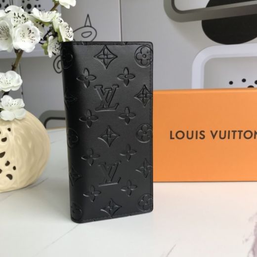 Low Price Louis Vuitton Brazza Black Calfskin Leather Monogram Embossing Men Long Bifold Wallet M62900