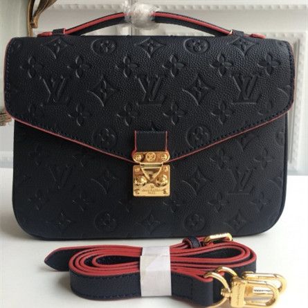 Louis Vuitton Best Pochette Métis Monogram Embossing Golden S-lock Closure Female Navy Cowhide Leather Handbag M44071