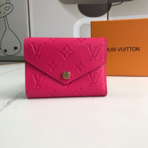 Latest Louis Vuitton Fuchsia Leather Women Victorine Flap Design Tri-fold Monogram Wallet Price List