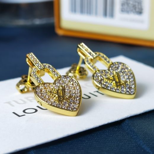  Louis Vuitton Crazy In Lock Ladies Heart Lock Pendant Pavé Diamond Earrings Luxury Jewelry Lowest Price