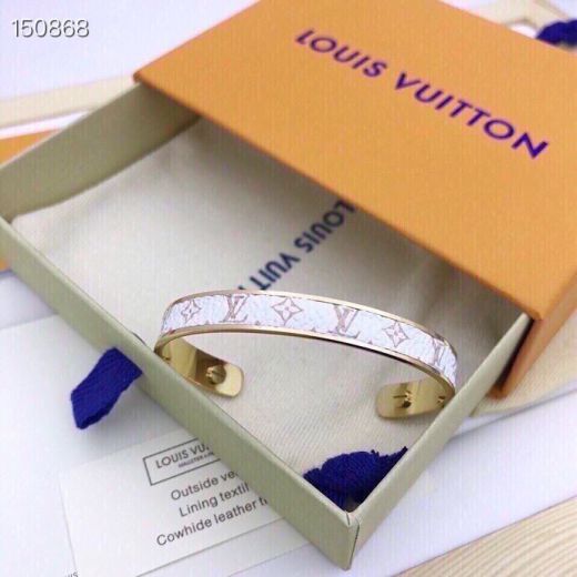  Louis Vuitton Escale Wild colorful Monogram Canvas Open  Gold Metal Bracelet For Women Hot Selling M69263