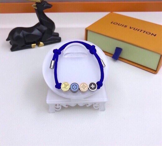 Copy Louis Vuitton Colors Beads LV Logo&Monogram Print Enamel Steel Ball Adjustable Rope Bracelet For Couple M68264