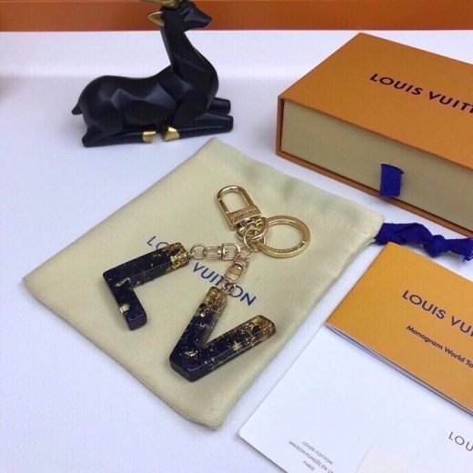  Louis Vuitton Token Gold Foil Epoxy Resin Colored LV Letters Signature Bag Keychain For Women MP2721