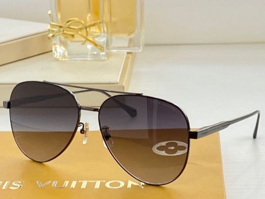 Men & Women's  Louis Vuitton Purple Gradient Lens Gold Thin Frame Double Bridge Sports Aviator Sunglasses