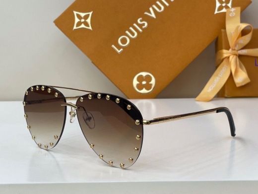 Round Gold Studs Surrounding Gradient Amber Butterfly Lens - High-end  LV Pilot Sunglasses Summer & Spring
