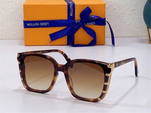 Ladies'  Louis Vuitton Gold Metallic Wrapped Square Cat Eye Frame Amber Gradient Lens Tortoiseshell Sunglasses Singapore