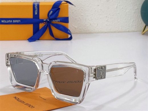Colorless Clear Frame & Temples Fronted Grey Reflective Effect Square Lenses -  Discounted LV 1.1 Millionaires Sunglasses