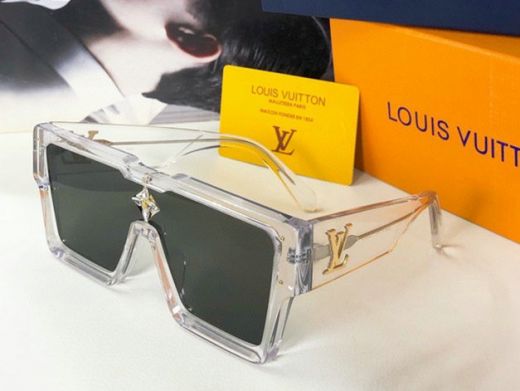 Colorless Clear Frame Crystal Monogram Flower Black Reflective Lenses Gold LV Initials Hardware -  LV Cyclone Sunglasses