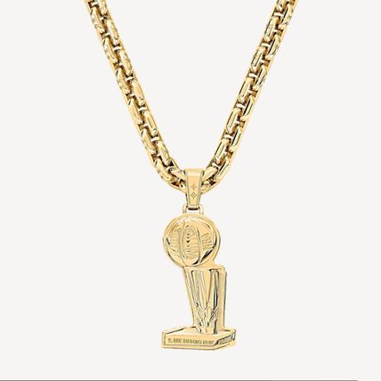  2021 Best Price Louis Vuitton LVXNBA Trophy-shaped Pendant 18K Gold Plated Male Thick Chain Necklace White Gold/Yellow Gold/Rose Gold/Black Steel