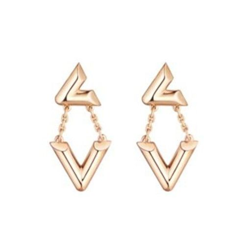 2021 New Style Louis Vuitton LV Volt Large V Pendant Female Rose Gold Upside Down Earrings Price List Q96972