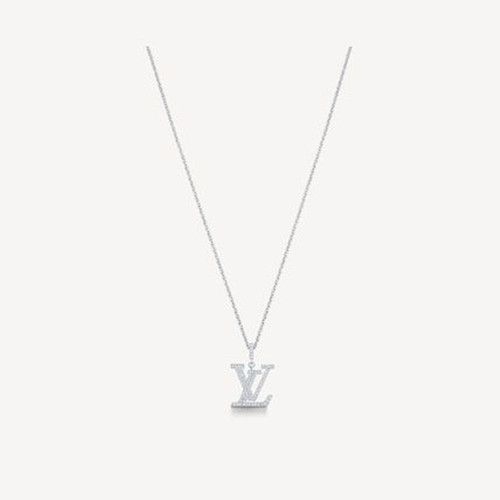 2021 Fashion Louis Vuitton Idylle Blossom Logo Pendant Paved Diamonds 925 Sterling Silver Women's Necklace Q93670