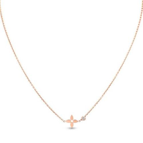 Louis Vuitton Idylle Blossom 18k Rose Gold Single Diamond Monogram Flower Pendant Womens  Necklace Q93281