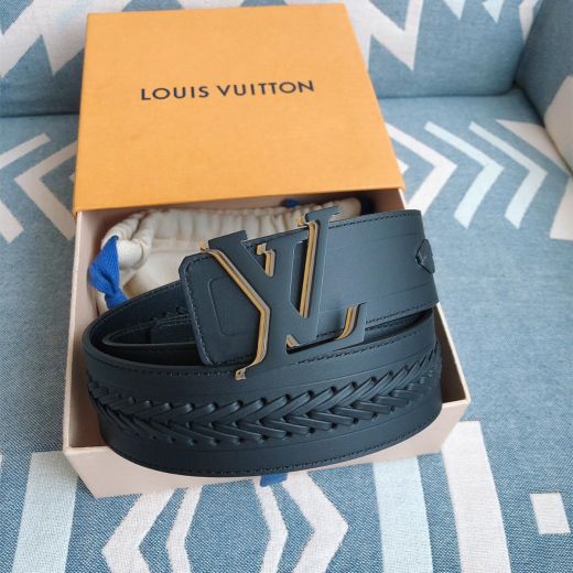 Best Price Square Shaped Black Braided Tricolor Metal LV Buckle Calfskin Leather Strap -  Louis Vuitton Neutral Beltsash