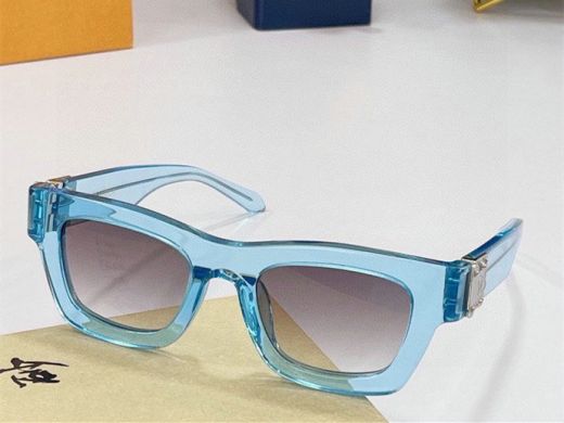 Ladies' Popular Transparent Blue Frame Gradient Purple Lens Silver S-shaped Hinge - Top-rated  Louis Vuitton Cat Eye Sunglasses