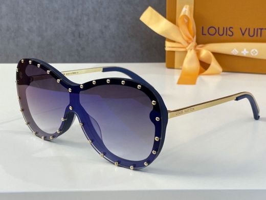 Futuristic Curved Frame Bridgeless Design Silver Studs Surround Purple Gradient Lenses -  Louis Vuitton Mask Sunglasses