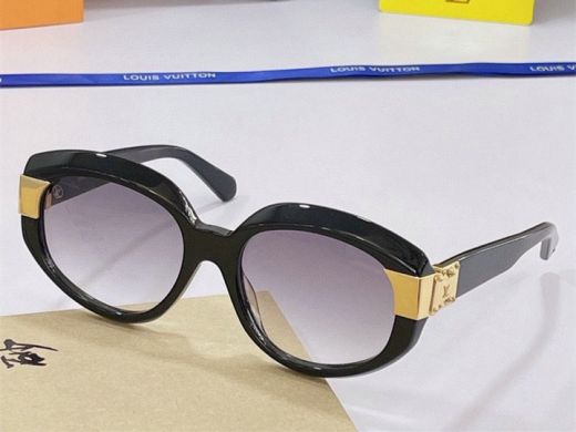  Louis Vuitton Acetate Charade Black Frame Oval Purple Gradient Lenses Gold Hardware Lock Sunglasses Z1391E