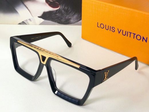 Popular Unisex  Louis Vuitton 1.1 Evidence Black Frame Clear Lens Gold V-shaped Bridge Sunglasses USA