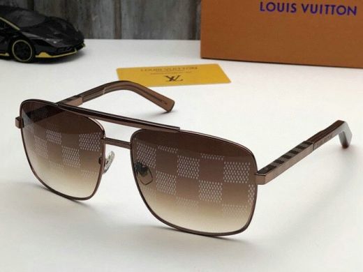 Men's Semi-rim Two-bridge Design Damier Pattern Lenses - Knockoff Louis Vuitton Amber Sunglasses UK