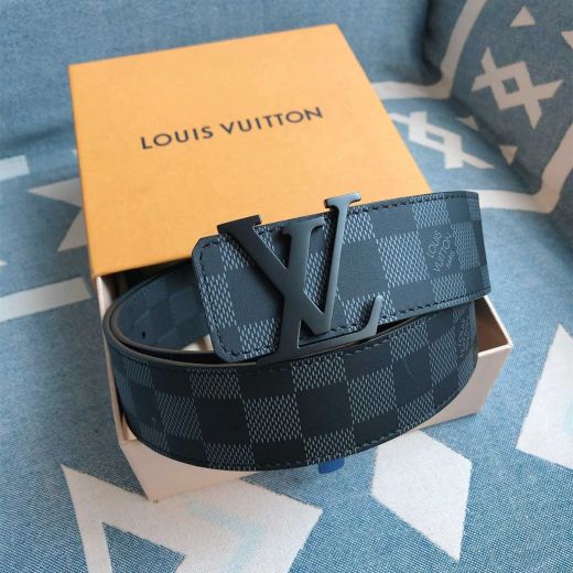 Cheapest Black-Grey Damier Frosted Strap Black Pin Buckle Stitched Edges Initiales -  Louis Vuitton Male Belt