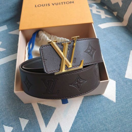Best Quality 40MM Brown Monogram Cowhide Waistband Black Back Stereoscopic LV Buckle Initiales -  Louis Vuitton Unisex Belt